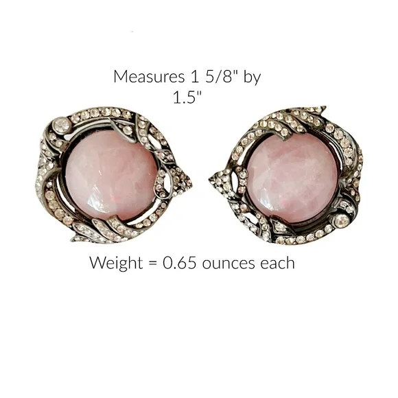 Rose Quartz Antique & Bling Clip On Earrings - Picture 4 of 5
